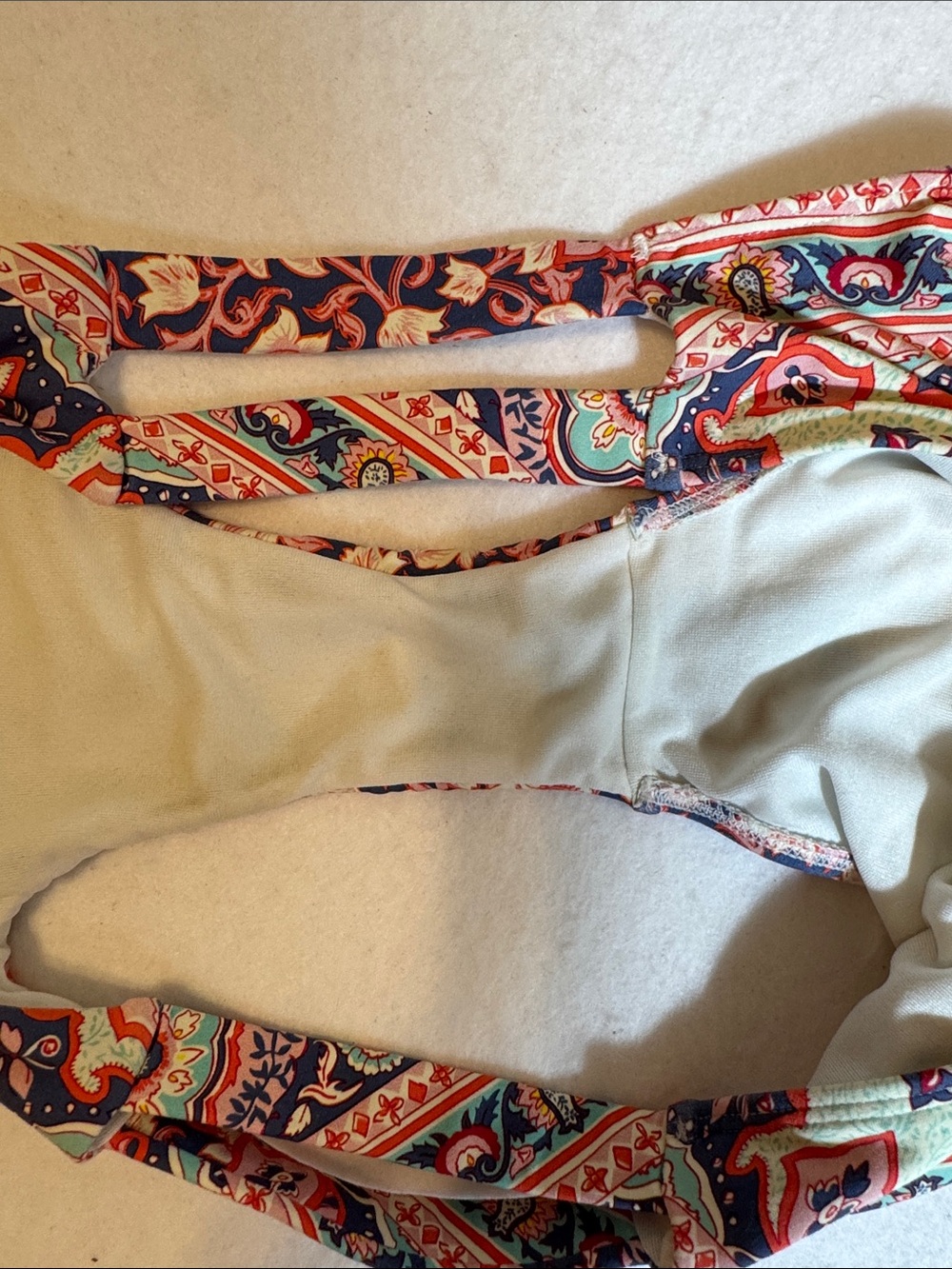 BILLABONG Unique Paisley Boho Bikini Set with Triangle Tie Top Size M EUC - Picture 5 of 10
